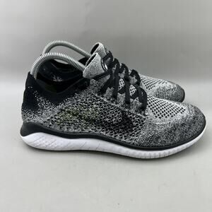 Nike Free Run Flyknit Running Shoes Women Size 9.5 Gray Black Light Low Sneakers